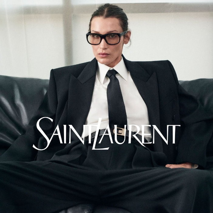 Bella Hadid Stuns in Power Suit for Saint Laurent SS25, Marking Triumphant Runway Comeback