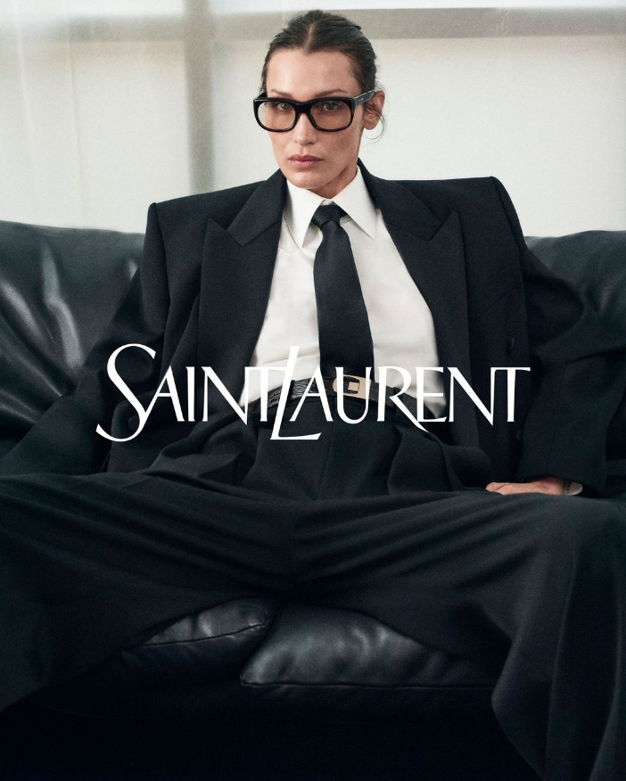 Bella Hadid Stuns in Power Suit for Saint Laurent SS25, Marking Triumphant Runway Comeback