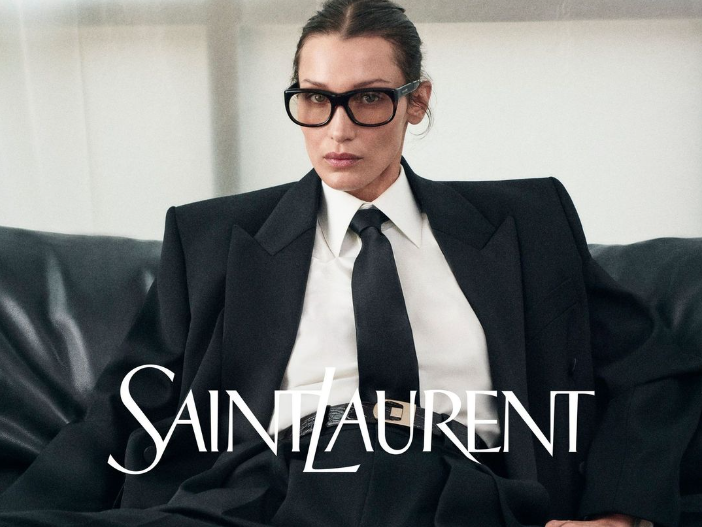 Bella Hadid Stuns in Power Suit for Saint Laurent SS25, Marking Triumphant Runway Comeback