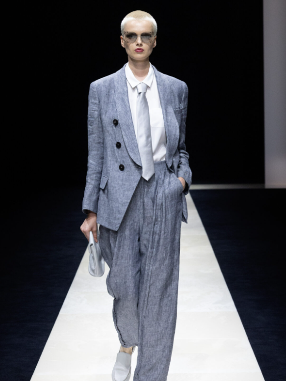 Emporio Armani SS25 Celebrates Gender Fluidity with Elegant and Playful Women’s Tailoring